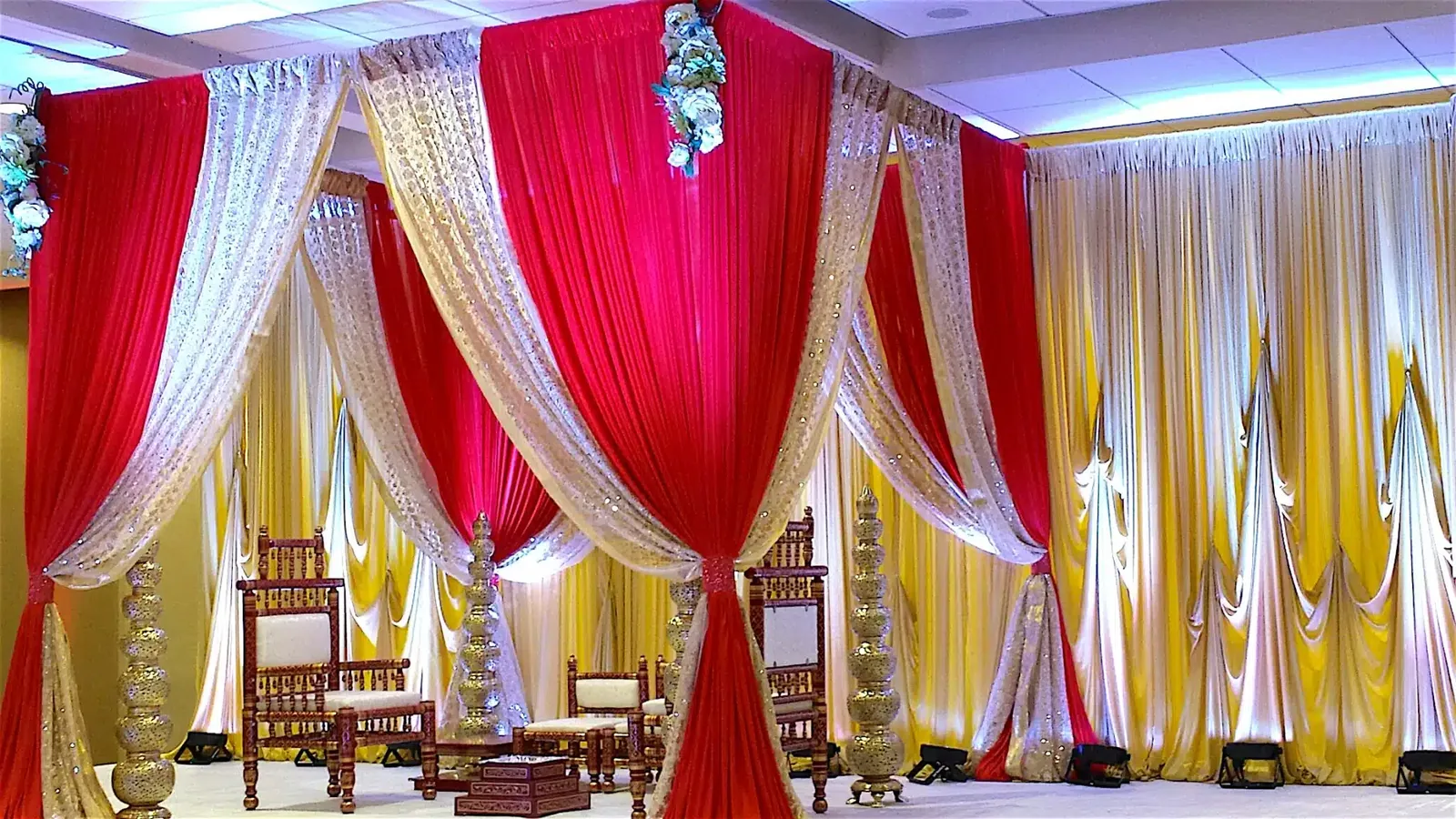 Custom fabric mandap for Indian wedding ceremony in Chicagoland