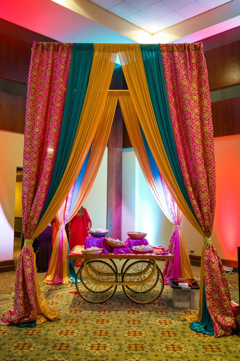 Canopy installation with lighting for Indian wedding, Illinois
