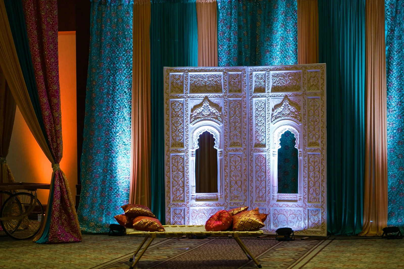 Canopy ceiling installation for Indian wedding, Chicagoland