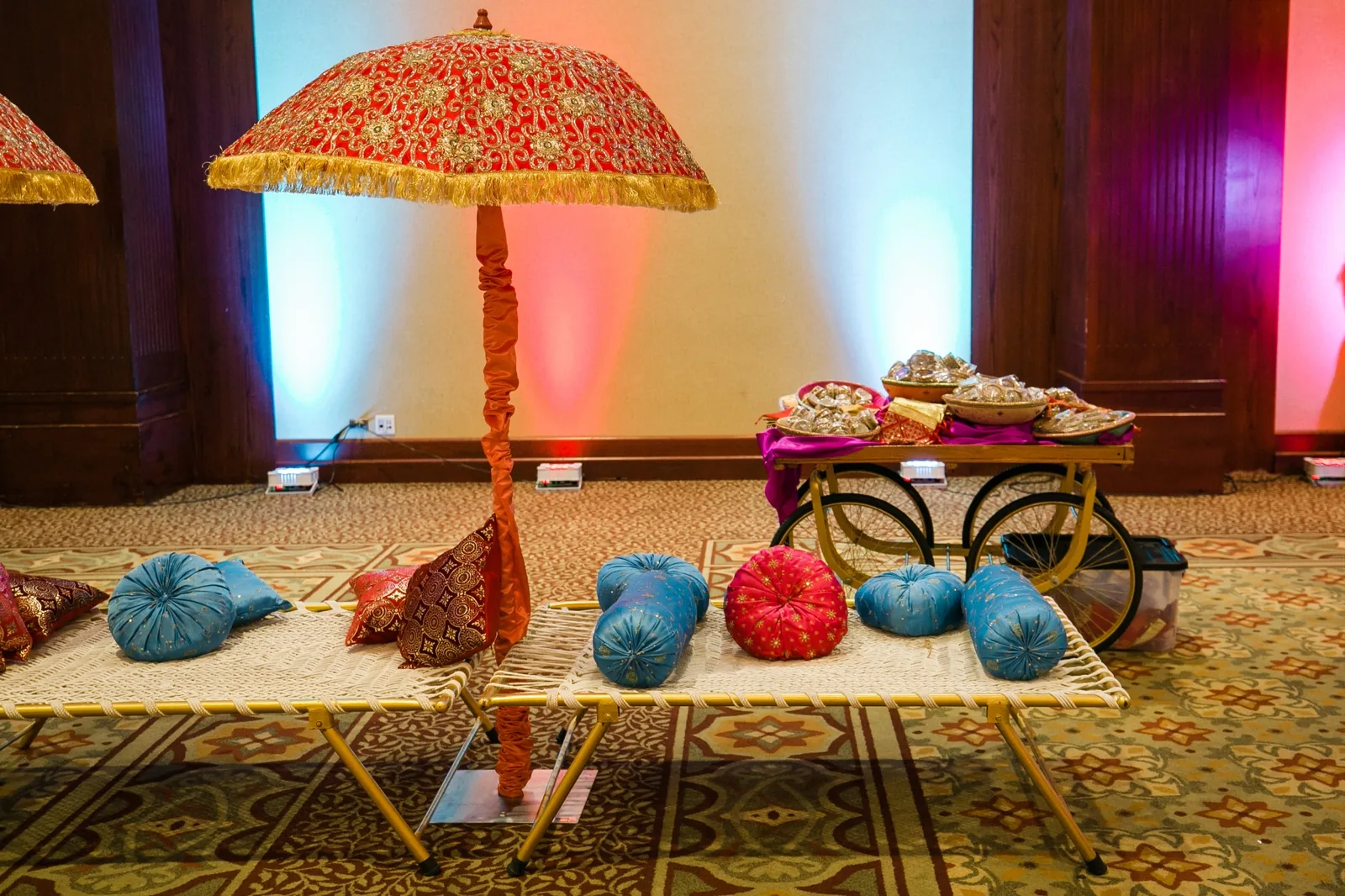 Canopy ceiling decor for Hindu wedding reception, Chicagoland