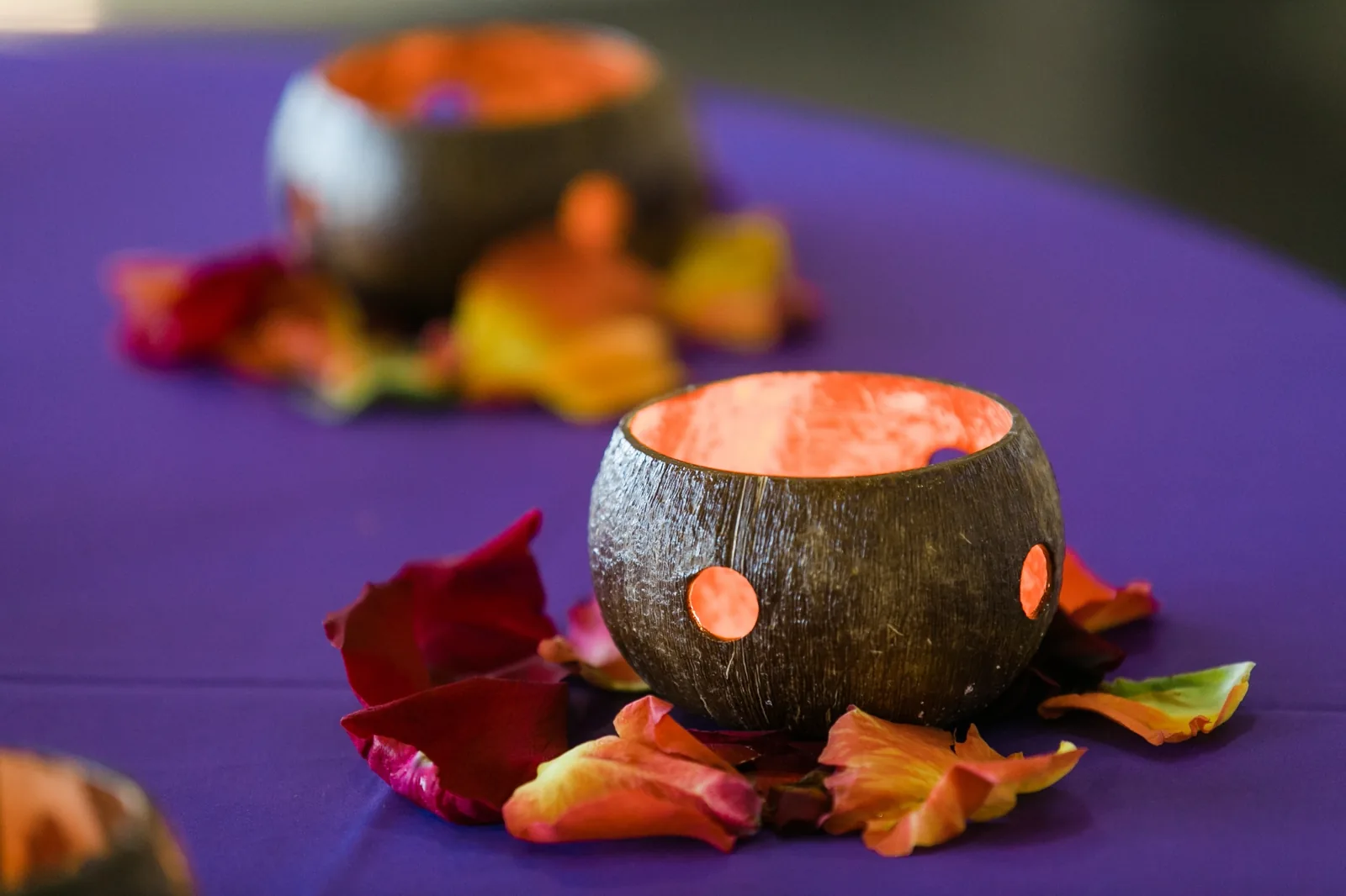 Rich jewel-tone reception decor for Indian wedding, Illinois