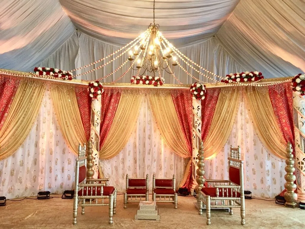 Open fiber mandap for Indian wedding, Chicagoland Illinois