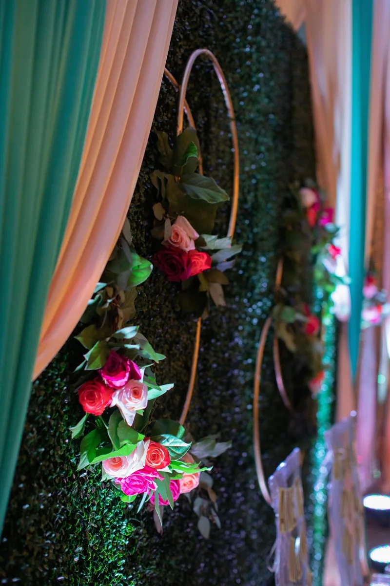 Teal and mint green Mehndi decor for Indian wedding, Chicagoland