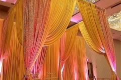 Fabric Mandap draped in Ivory and Rose Gold